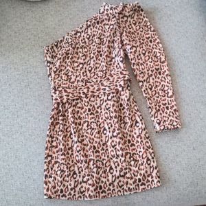 Lavish Alice One Shoulder Leopard Dress